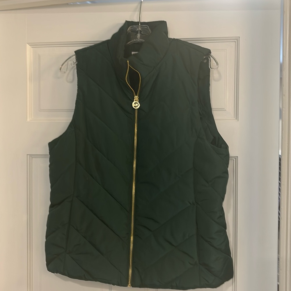 Michael Kors large green vest with gold zipper